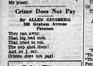 Allen Ginsberg first poem, 1938