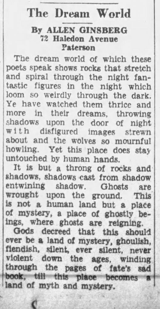 Allen Ginsberg 1937 prose poem