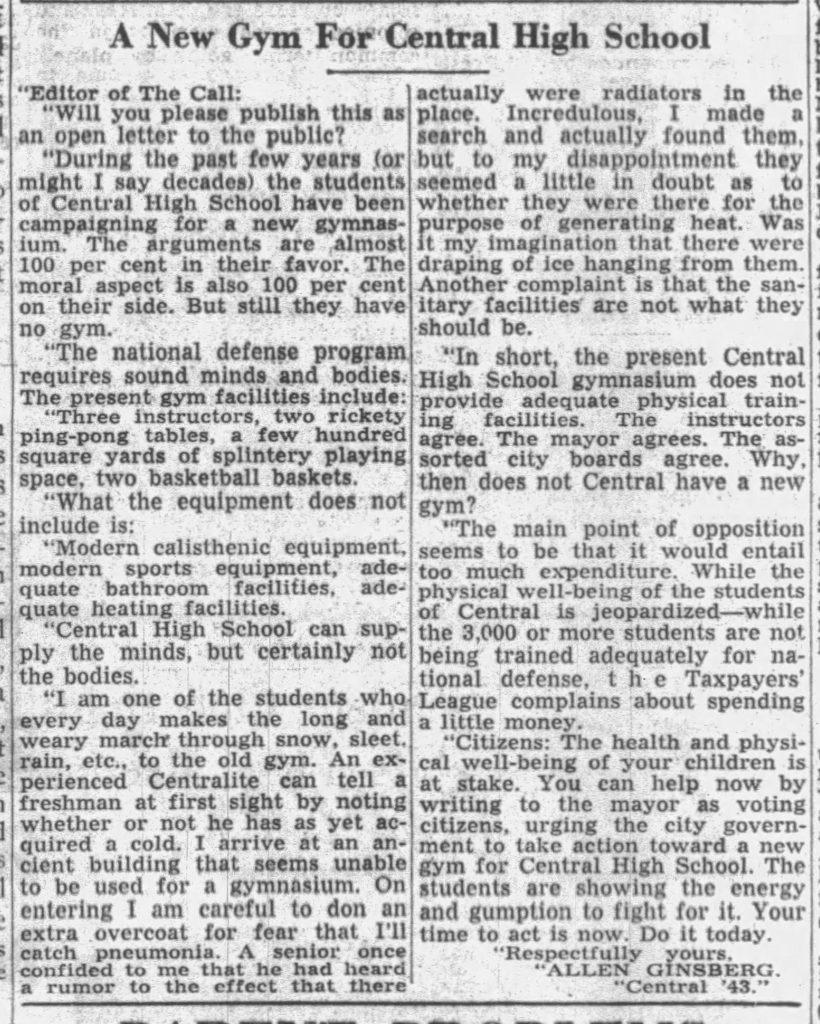 allen ginsberg teenage letter